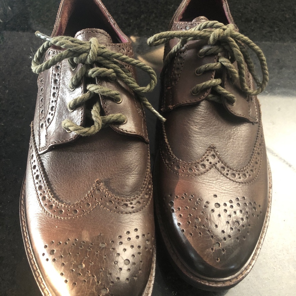 NWT Mens 9.5 Dark Oxford Leather Dress Shoes